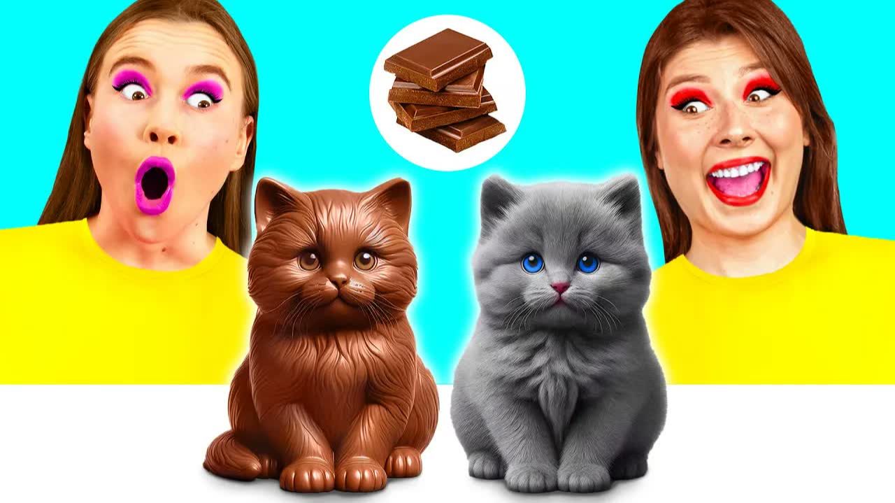 Челлендж. Шоколадная Еда Vs Настоящая еда | Смешные Челленджи от GoFun Challenge