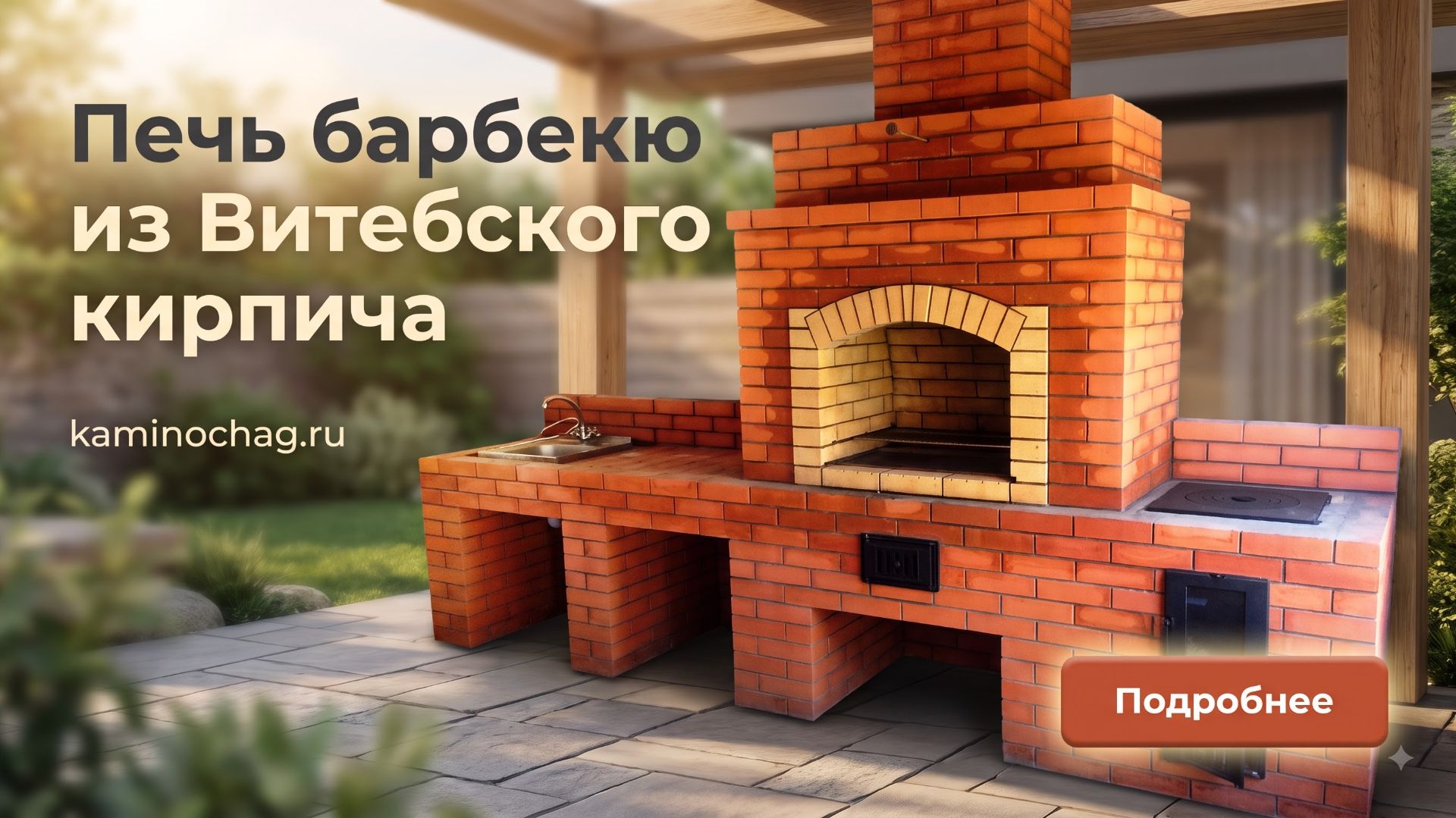 Печь барбекю из Витебского кирпича с казаном