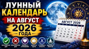 Лунный Календарь на Август 2026 года