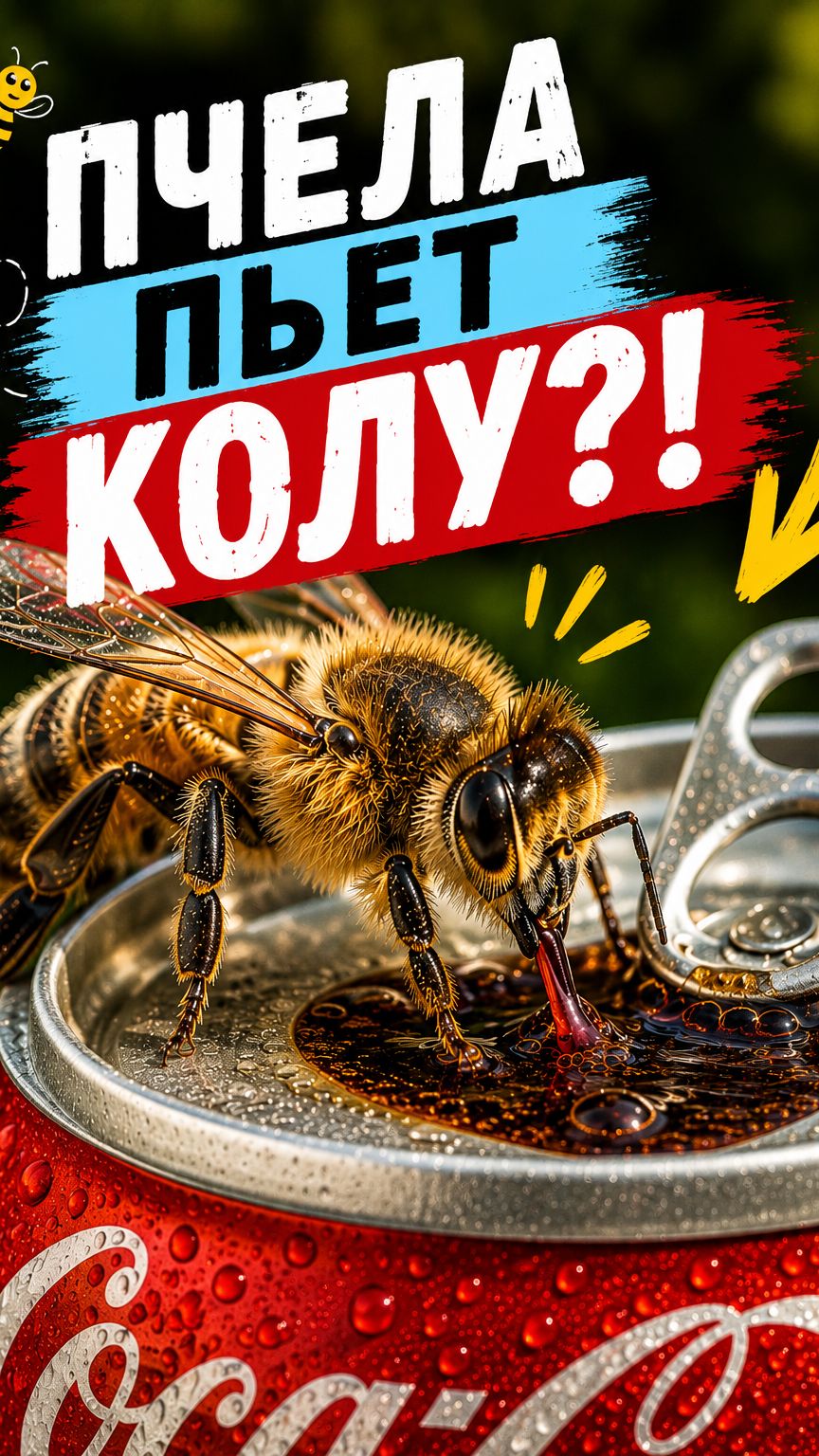 Пчела пьет узбекскую кока-колу