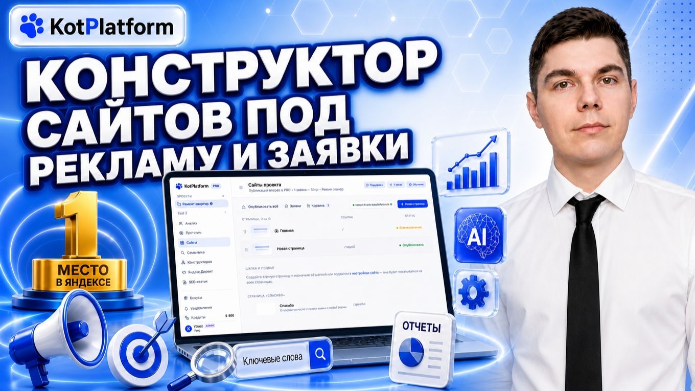 Как создать сайт? ЗАЯВКИ ПО 244₽ - СЮДА! / Новый конструктор сайтов под рекламу - KotPlatform