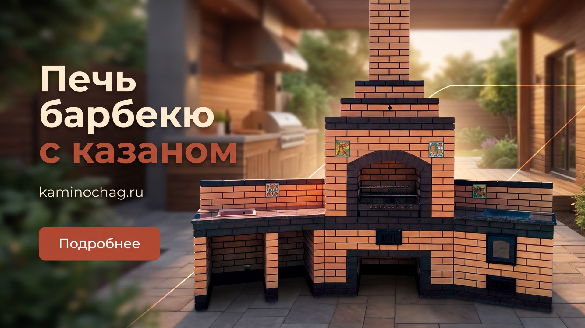 Строительство печи барбекю с казаном и мойкой