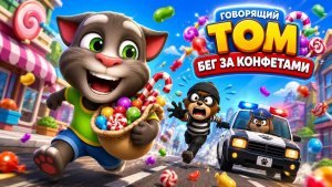 Говорящий Том,бег за конфетами|игра|детям #говорящийтом #детям