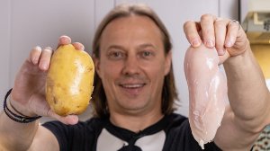 Я просто взял картошку и куриную грудку. Получился шницель