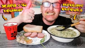 МУКБАНГ|ОБЖОР|ХОЛОДНАЯ ОКРОШКА|КОЛБАСА|РУЛЕТ КУРИНЫЙ|ЖАРА +43 КОШМАР
