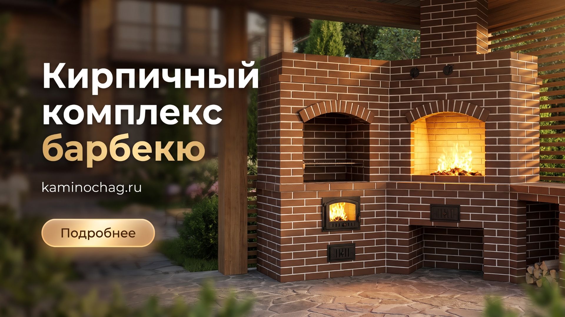 Кирпичный комплекс барбекю с затиркой швов