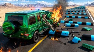 Испытание «Машины против 100 подряд лежачих полицейских» в BeamNG/Drive