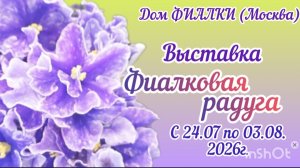 ФИАЛКИ - 2026. Выставка с 24.07 по 03.08.2026 «Фиалковая радуга». Дом Фиалки. Москва.