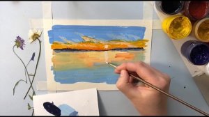Как легко нарисовать пейзаж с озером. Рисуем гуашью