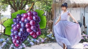 Китаянка окрасила ткань виноградной кожицей и сшила платье