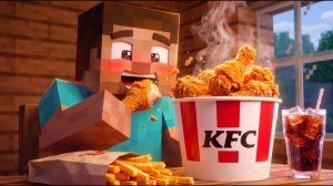 СТИВ ГОТОВИТ KFC! 🍗 СЕКРЕТНОЕ ХРУСТЯЩЕЕ МЕНЮ KFC В ДОЖДЛИВЫЙ ДЕНЬ (ЗАЛИПАТЕЛЬНО) В СТИЛЕ МАЙНКРАФТА