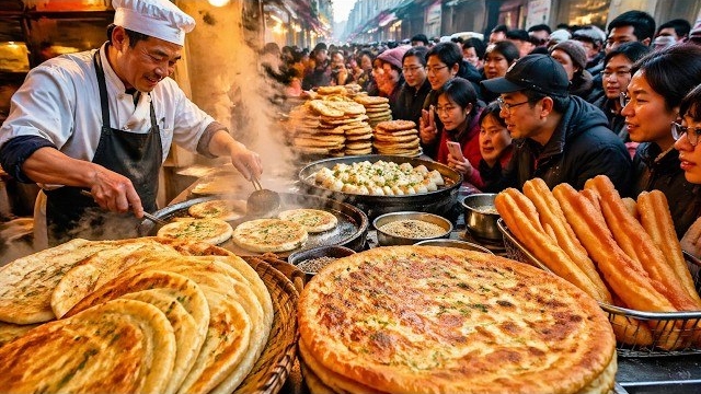 Ночной рынок в Шанхае. Уличная еда Китая