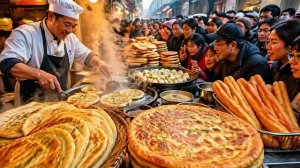 Ночной рынок в Шанхае. Уличная еда Китая