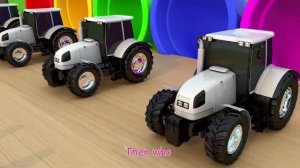 Игрушечные тракторы и грузовики для детей Учим цвета с помощью слайдов с цветными футбольными мячами