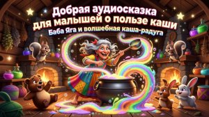 👵🥣🌈 Баба Яга и волшебная каша-радуга — добрая аудиосказка для малышей о пользе каши ✨🐾