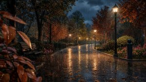 Звуки дождя для сна | Звуки дождя и грома в осеннем парке для глубокого сна 🌙