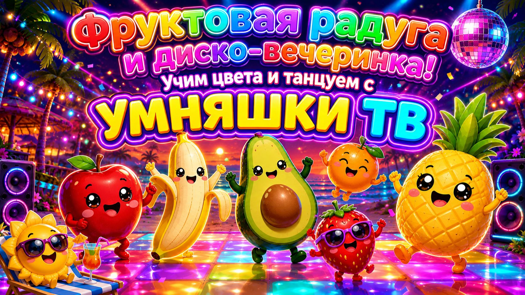 Фруктовая радуга и диско-вечеринка! Учим цвета и танцуем с «УМНЯШКИ ТВ»