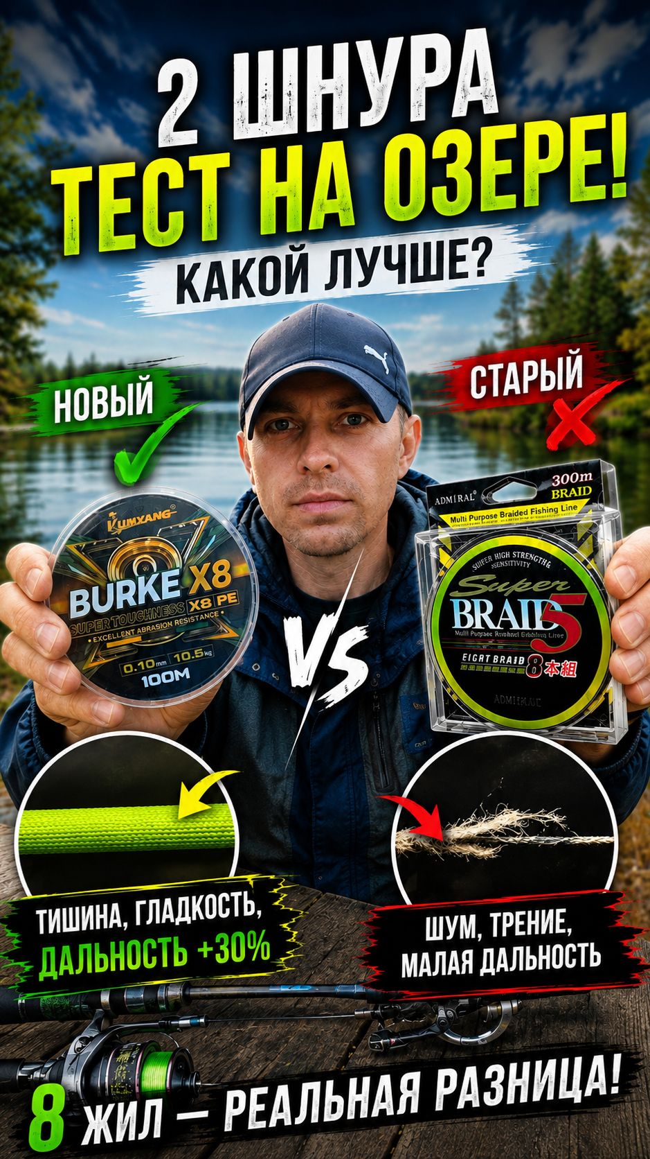 Тест рыболовного шнура.Не зря я его купил.