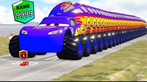 ЭПИЧЕСКИЙ ПОБЕГ ОТ ГИГАНТСКОЙ ЗМЕИ, грузовик против автомобиля Молнии в Beamng