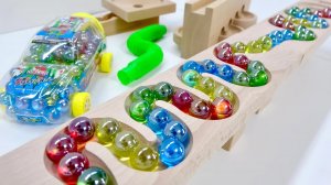 Мраморная трасса ASMR: волновой склон HABA, Pop Tube и машина-скелет