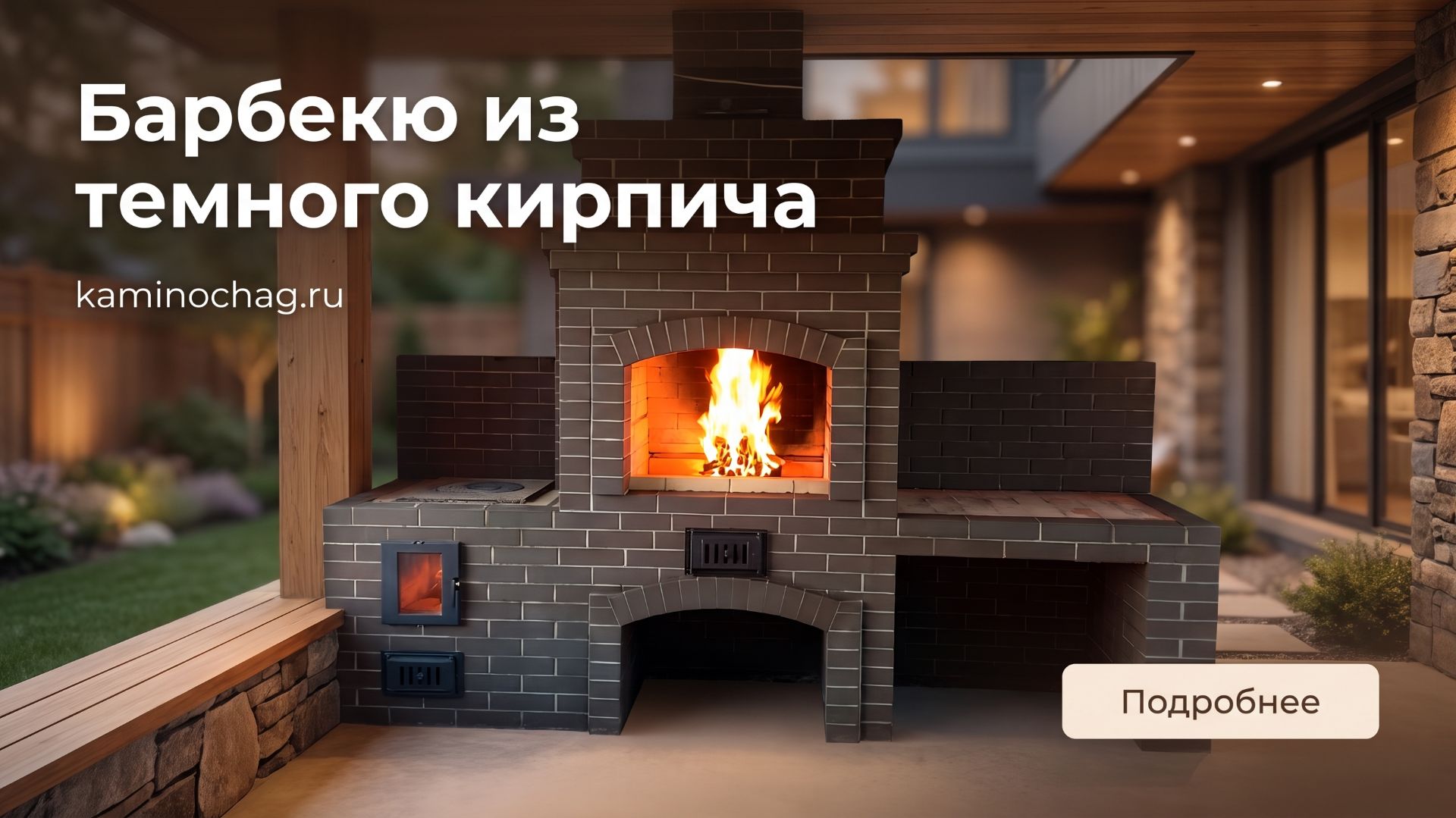 Мангал барбекю из темного кирпича