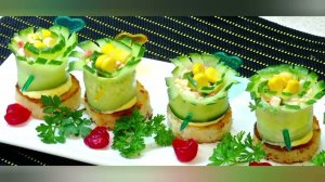 Закуска из Огурцов 🥒 Необычная Идея на Праздничный Стол с Крабовыми Палочками и Сыром ✨