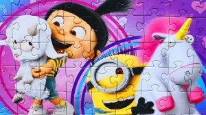 Миньон Боб и Агнес играют с игрушками - собираем пазлы с героями мультика Миньоны