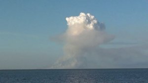 Горит тростник в Ейском районе — озеро Ханское