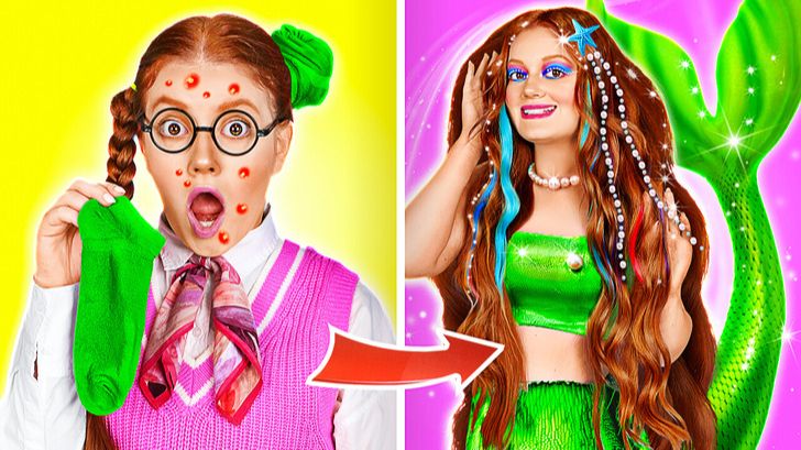 Как стать русалкой? 🧜✨ Волшебное преображение и яркие бьюти-хитрости