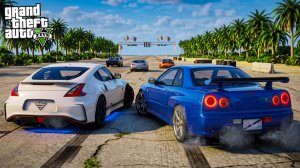 ВПЕРВЫЕ ПОЕХАЛИ НА НЕЛЕГАЛЬНЫЕ ГОНКИ НА НИССАН СКАЙЛАН R34 и NISSAN Z370 - ФОРСАЖ В GTA 5