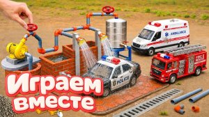 Строим автомойку для игрушечных машинок своими руками! Моем полицейскую и гоночную машинку
