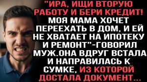 «Ира, ищи вторую работу и бери кредит! Моя мама хочет переехать в дом, и ей не хватает«говорил муж