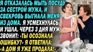 Отказалась Мыть Посуду За Золовку, Свекровь Выгнала. Через 3 Дня Муж: «Осознала?» Я: «Дом Продан!