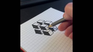 Объёмный рисунок на бумаге в клетку ✏️ Как появляется 3D эффект | всё же просто