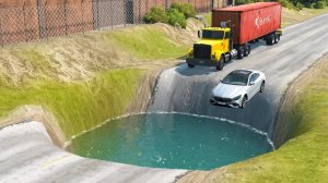 Мультик_ Тачки против Гигантской Водяной Ямы в BeamNG.drive