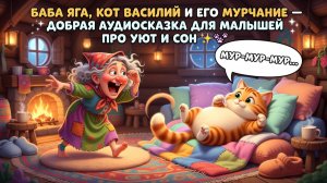 👵🐈💤 Баба Яга, Кот Василий и его мурчание — добрая аудиосказка для малышей про уют и сон ✨🐾