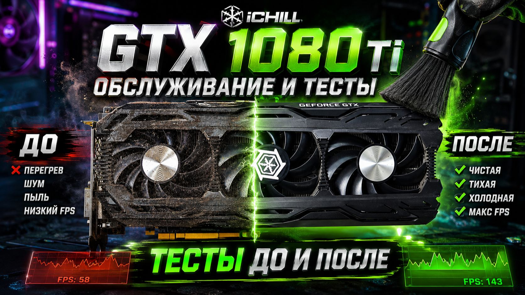 Inno3D GeForce GTX 1080 Ti IChill X3. Обслуживание видеокарты, замена термопасты, термопрокладок