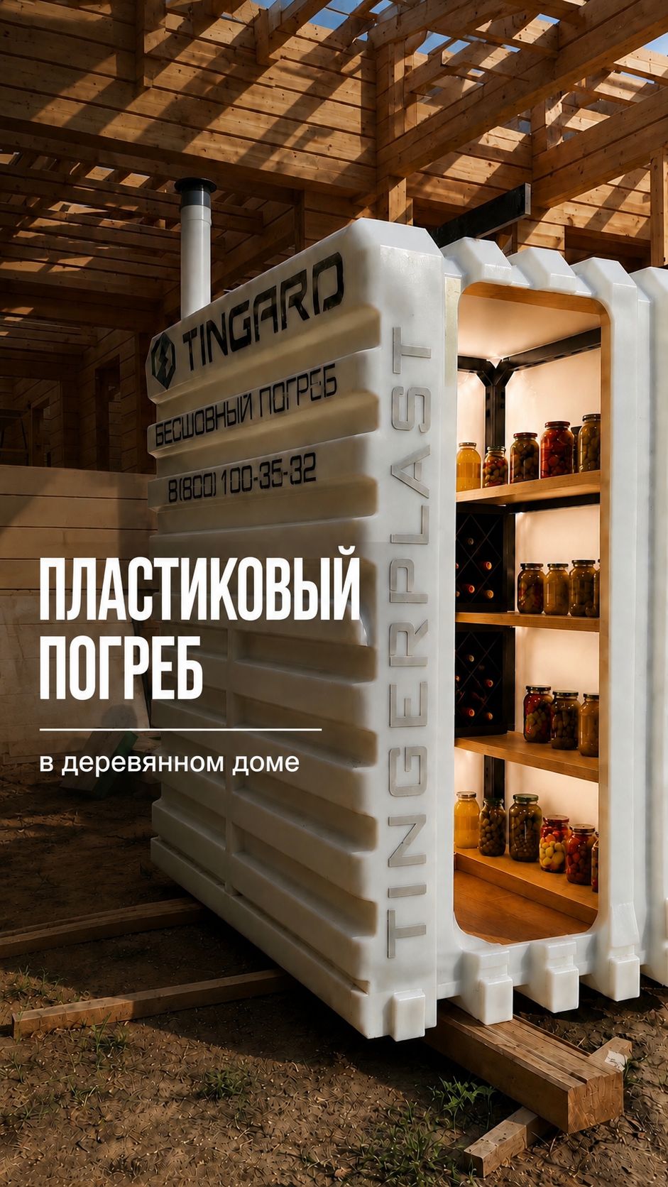 Пластиковый погреб в деревянном доме