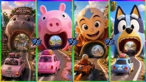 🚗 Крошка Му Денг 🆚 Свинка Пеппа 🆚 Аватар Аанг 🆚 Блуи в Тайлс Хоп! 🚀🔥