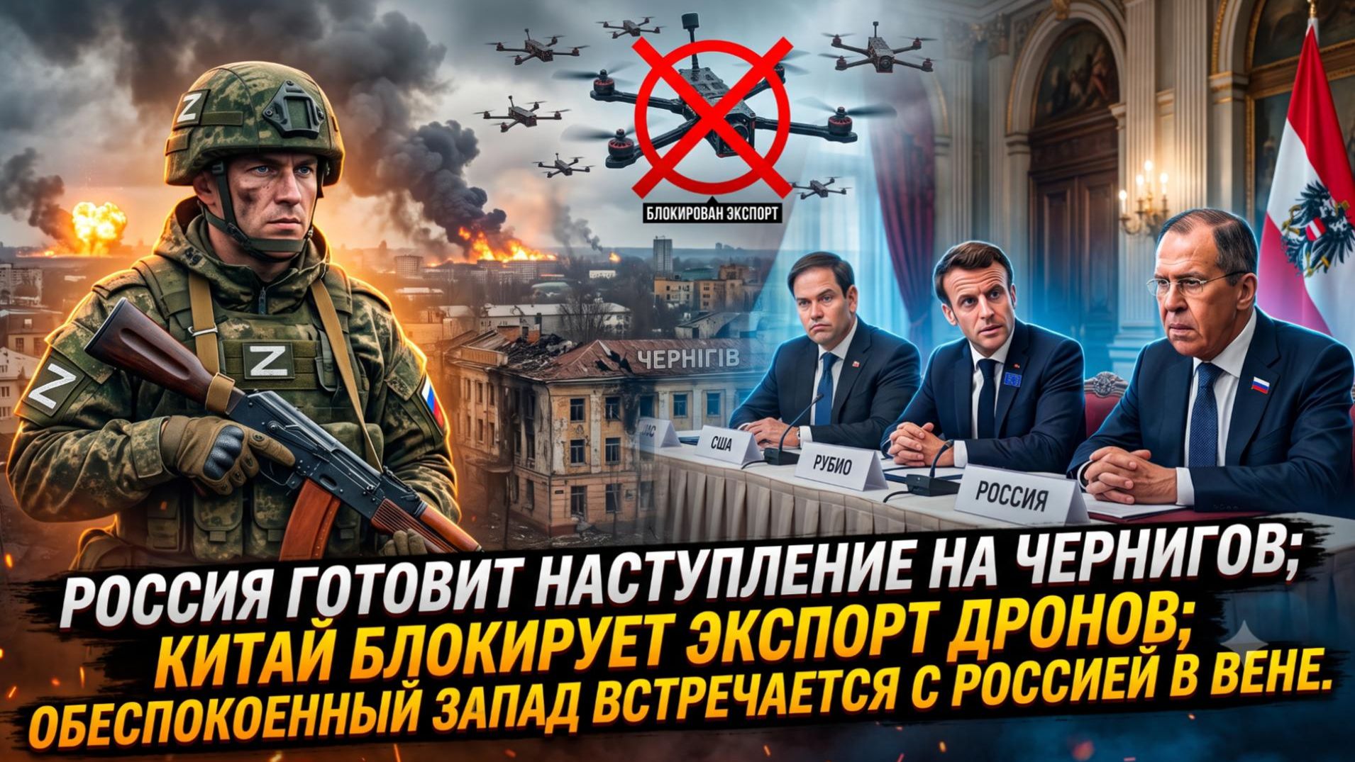 Меркурис  Три фронта: Россия идет на Чернигов Китай перекрывает дроны Запад в панике в Вене