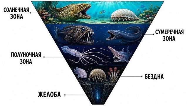 Самые жуткие существа в каждом слое океана