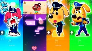 Sheriff Labrador vs Police Officer vs Sheriff Papillon… The Last Survivor Wins! | Tiles Hop Battle