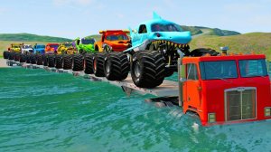 Мультики_ Перевозка монстр-траков и спасение машин из глубокой воды — BeamNG.drive