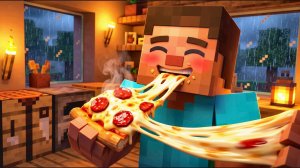 СТИВ ГОТОВИТ ПИЦЦУ! 🍕 Уютный дождливый день и НЕЗАБЫВАЕМЫЙ СЫР | Майнкрафт АСМР. Анимация. Мультики