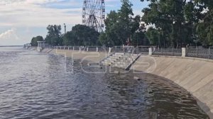 Затопление нижнего яруса набережной в Хабаровске