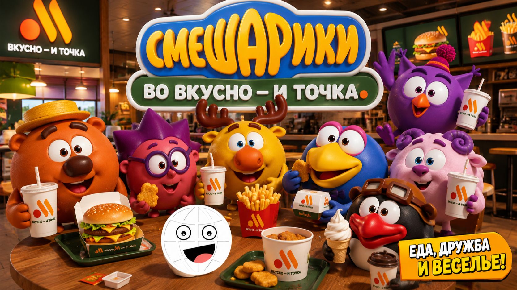 Смешарики во Вкусно и Точка! Обвесы на сумки брелоки 2026