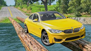 Мультики_ Гонки машин против бревенчатого моста в BeamNG.drive