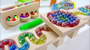 Мраморная трасса ASMR ☆ волновой склон HABA, вращающийся зал, Pop Tube и машина-скелет №147