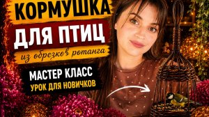 Кормушка для птиц из обрезков ротанга.Для новичков #ротанг #мастеркласс #плетение #кормушкадляптиц