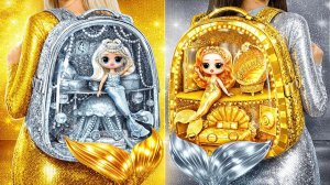 Домик из Рюкзака в стиле Русалки # Золотые и Серебряные поделки для кукол ЛОЛ